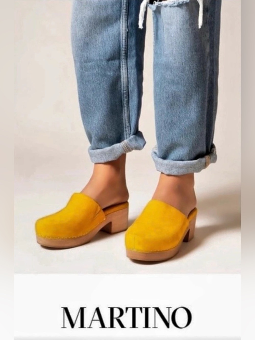 Charlotte Stone Martino Suede Clogs in Yellow